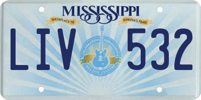 MS license plate LIV532