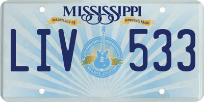 MS license plate LIV533