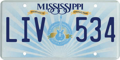 MS license plate LIV534