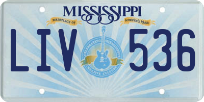 MS license plate LIV536