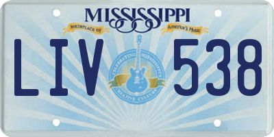 MS license plate LIV538