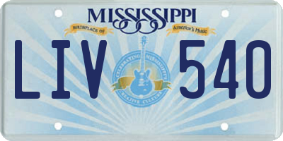 MS license plate LIV540