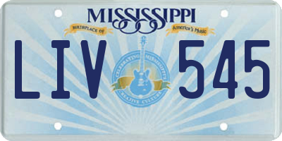 MS license plate LIV545