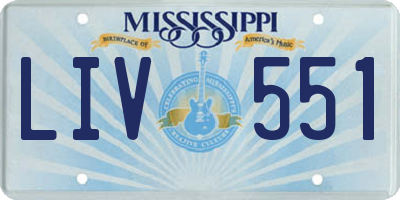 MS license plate LIV551