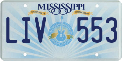 MS license plate LIV553