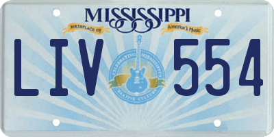 MS license plate LIV554