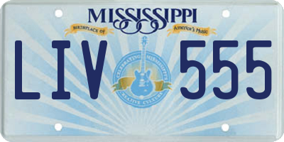 MS license plate LIV555