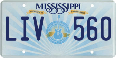 MS license plate LIV560