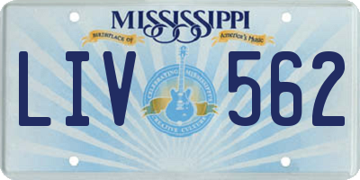 MS license plate LIV562