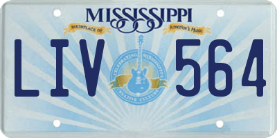 MS license plate LIV564