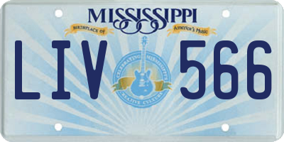 MS license plate LIV566