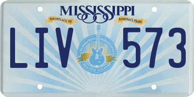 MS license plate LIV573