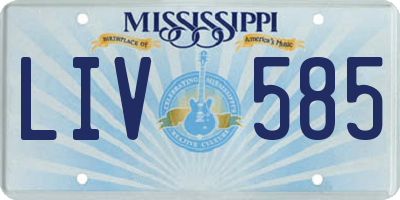 MS license plate LIV585