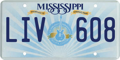 MS license plate LIV608