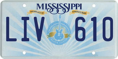 MS license plate LIV610