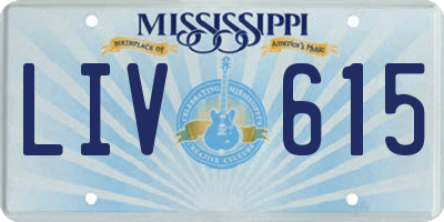 MS license plate LIV615