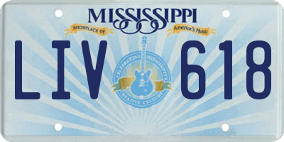 MS license plate LIV618