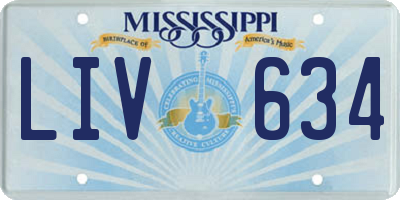 MS license plate LIV634