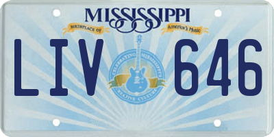 MS license plate LIV646