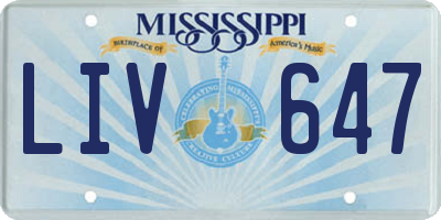MS license plate LIV647