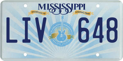 MS license plate LIV648