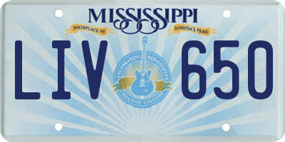 MS license plate LIV650
