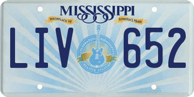 MS license plate LIV652