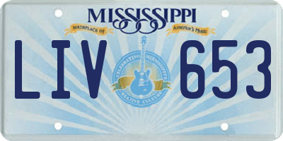 MS license plate LIV653