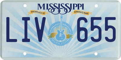 MS license plate LIV655