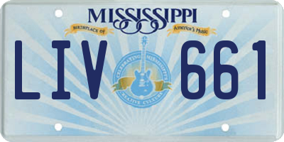 MS license plate LIV661