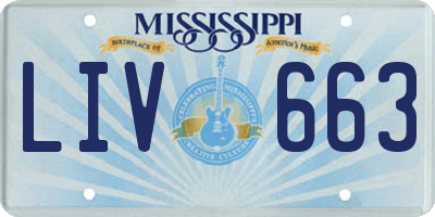 MS license plate LIV663