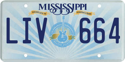 MS license plate LIV664