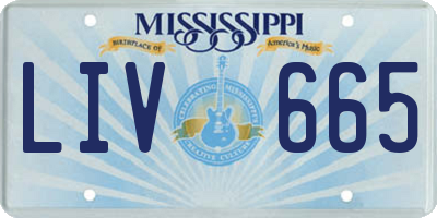 MS license plate LIV665