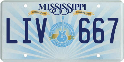 MS license plate LIV667