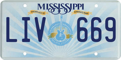 MS license plate LIV669