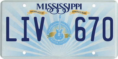 MS license plate LIV670