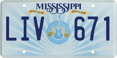 MS license plate LIV671