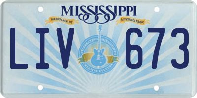 MS license plate LIV673