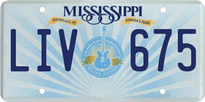 MS license plate LIV675