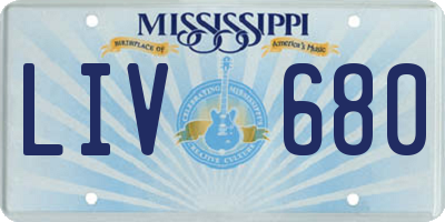 MS license plate LIV680