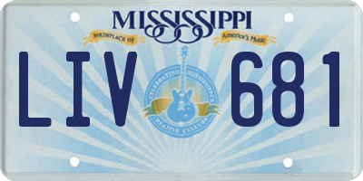 MS license plate LIV681