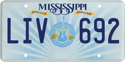 MS license plate LIV692