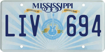 MS license plate LIV694