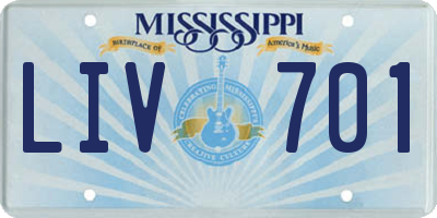 MS license plate LIV701