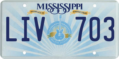 MS license plate LIV703