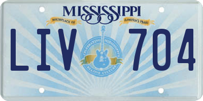 MS license plate LIV704