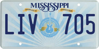 MS license plate LIV705