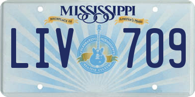 MS license plate LIV709