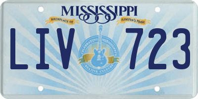 MS license plate LIV723