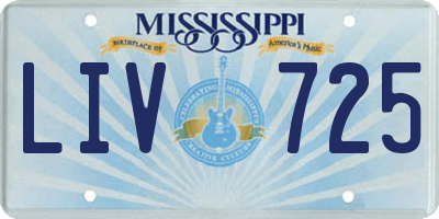 MS license plate LIV725